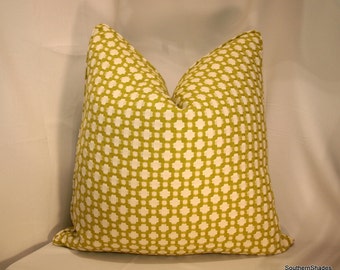 Both Sides - Schumacher Betwixt Chartreuse Ivory Pillow Cover Self Cording