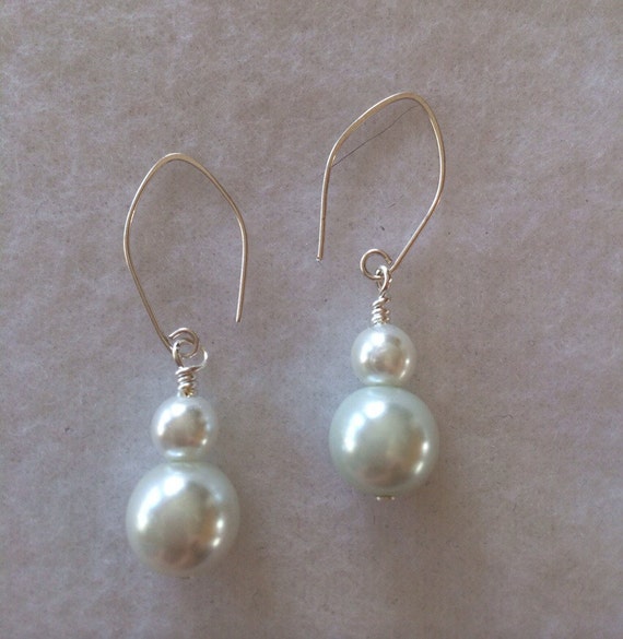 Items similar to Faux white pearl earrings on Etsy