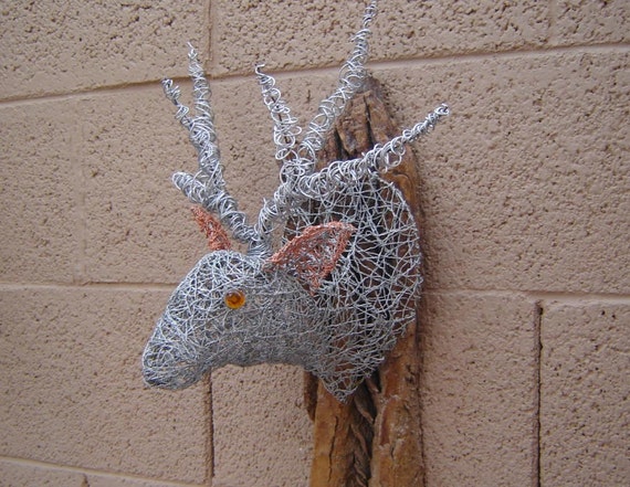 Deer Head Wire Sculpture Wire Deer Head Mounted Wall Decor on