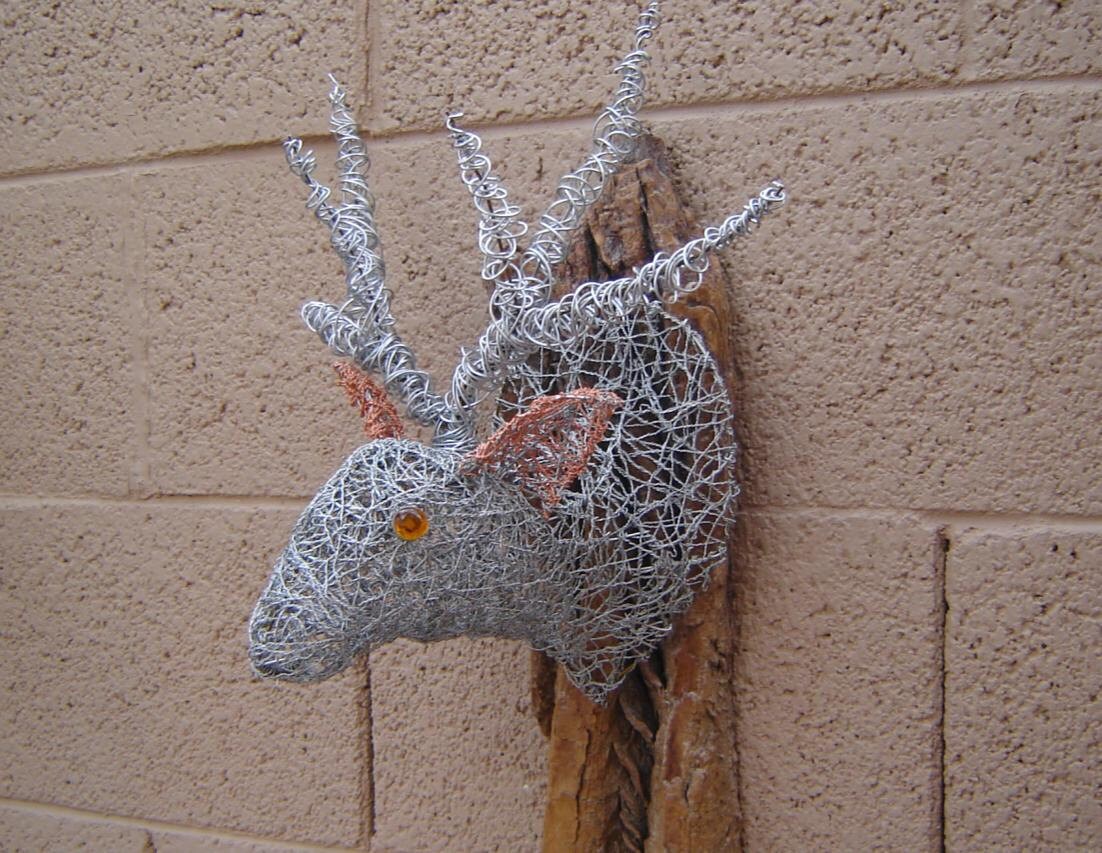 Animal Wire Sculpture Deer Head Mounted Wall by WiredByChris
