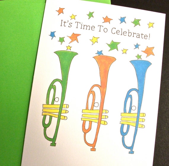 Items similar to Handmade Greeting Card "It's Time To Celebrate!" Music
