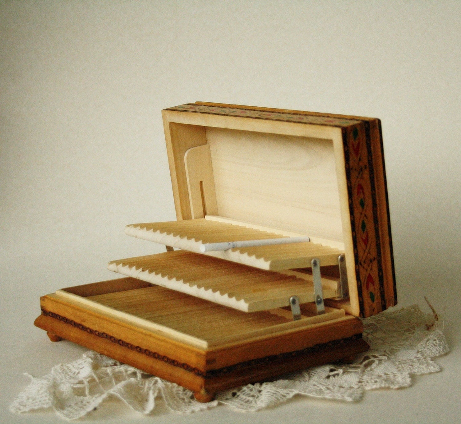 Vintage Wooden Cigarette Box Cigarette Holder By Vintagestall