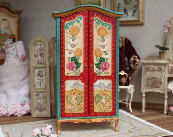 OOAK Miniature wardrobe -handpainted- Scale 1 12