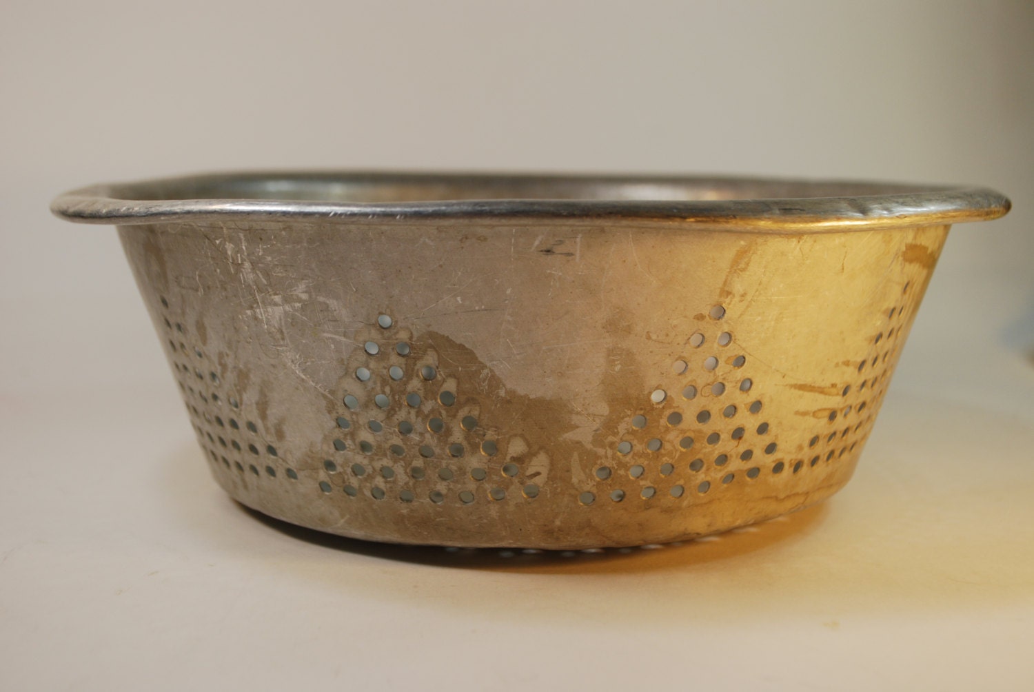Old Metal Aluminum Steamer Colander Sieve Strainer with Star Design