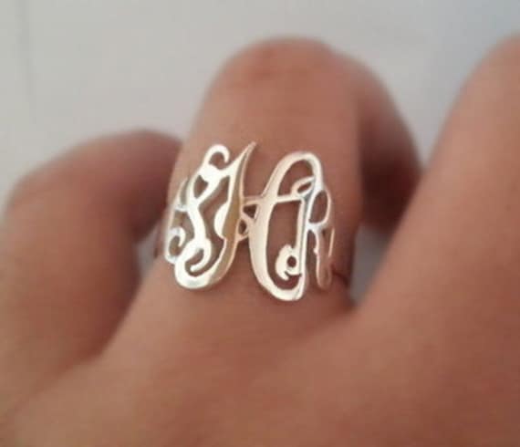 silver monogram ring