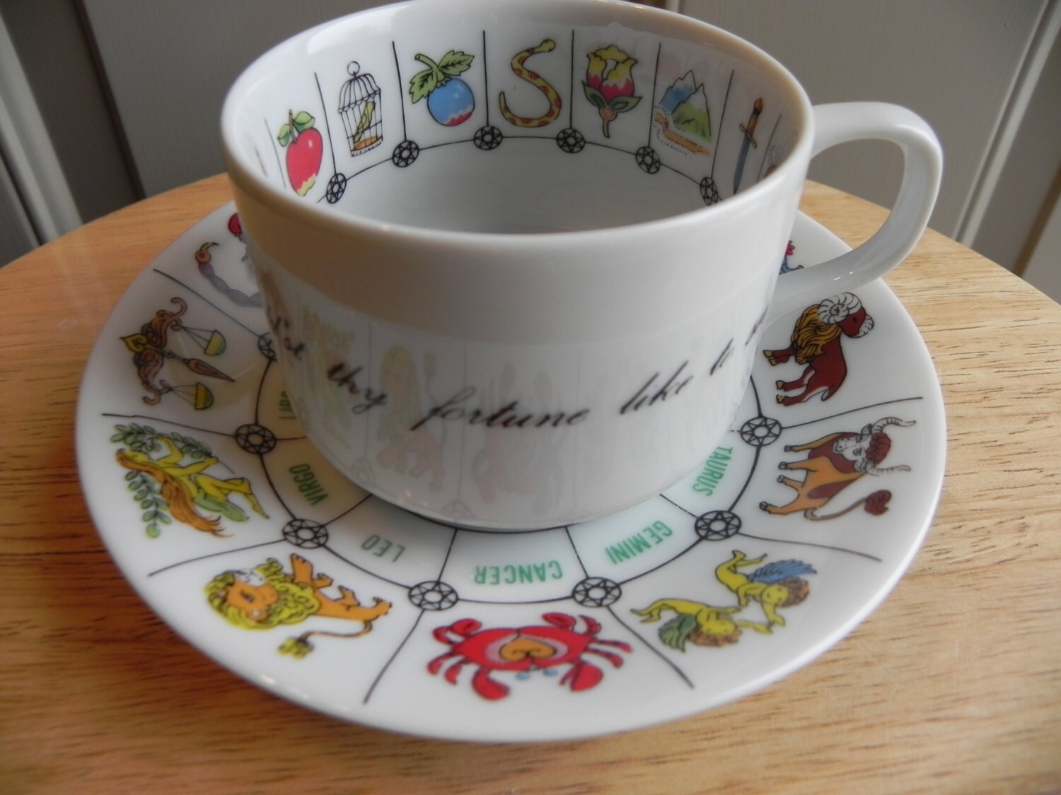 Zodiac Fortune Telling Tea Cup And Saucer Fine China Tea Leaf