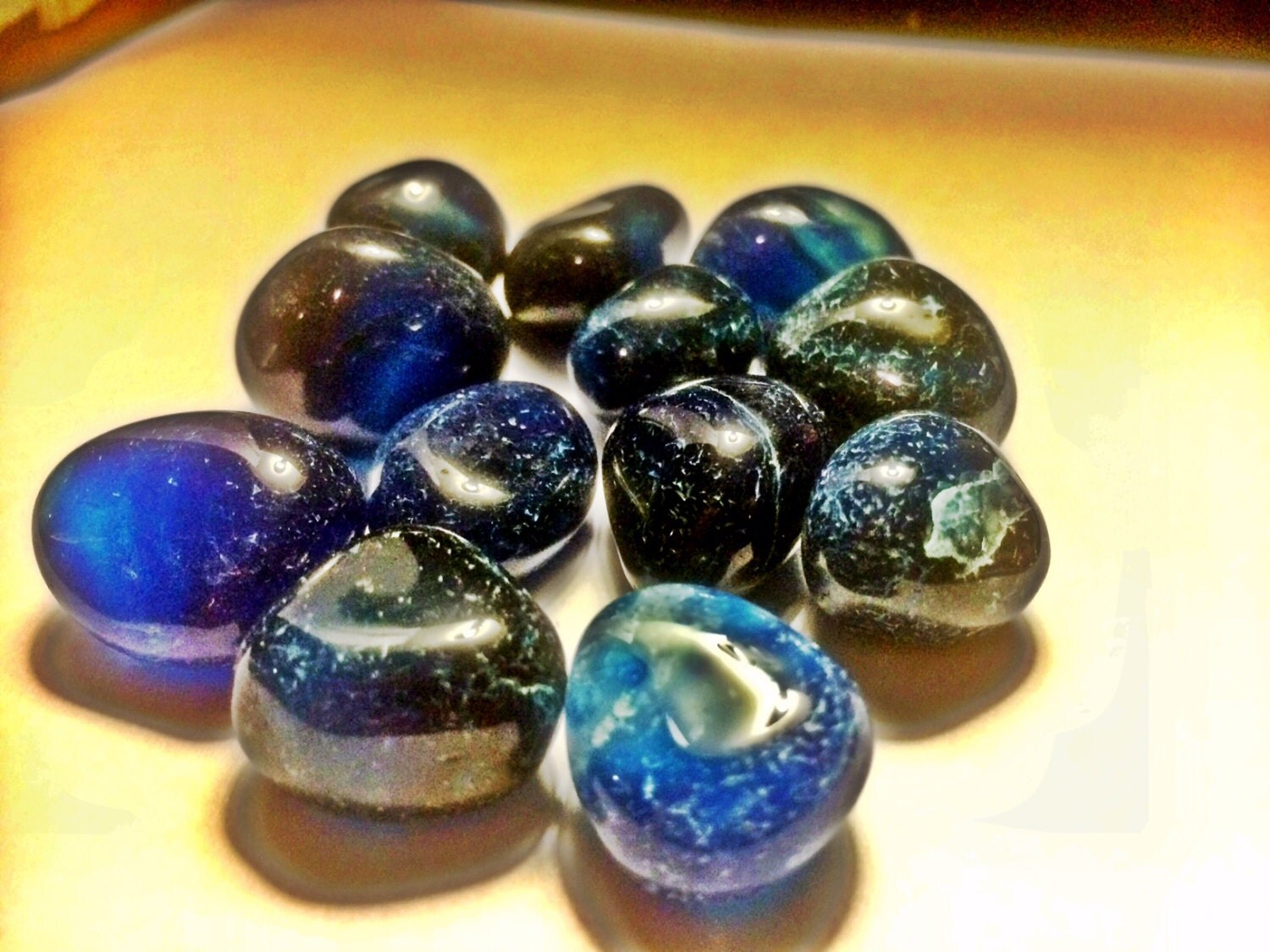 Blue Onyx Precious Gemstone 2pc by GreenwichCottage on Etsy