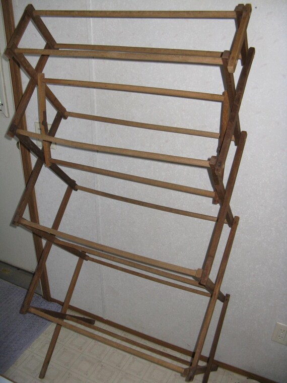 Vintage wood folding drying rack by AaronsArtichokeAlley on Etsy