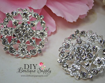 2 pcs Rhinestone Brooch Crystal Brooches Embellishment for Brooch Bouquet Crystal Wedding Bridal Accessories shoe clips 32mm 863092