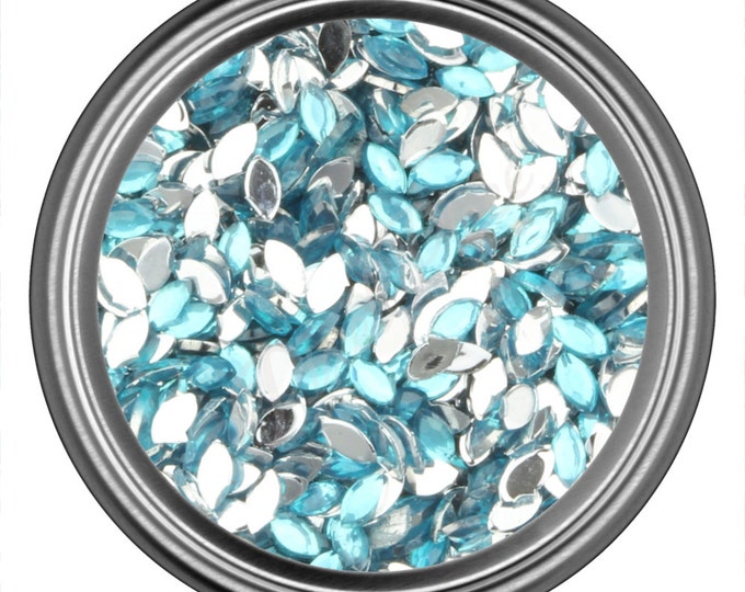 Blue Oval Rhinestone Gems Flat Back Face Art Nail Art Scrapbook Phone Decoration 3mm