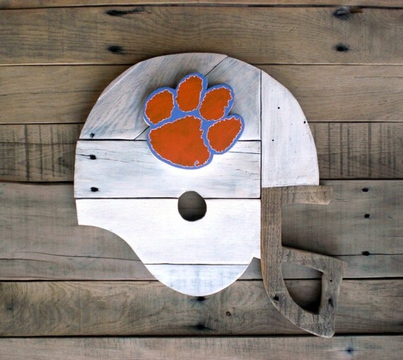 Wooden Football Helmet Clemson Tigers by ConversationBits on Etsy