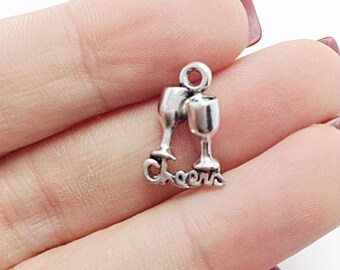 BULK 50 Wineglass Charms, Drink Glass Charm, Wine Charms, Wine Glass Charms, Bulk Charms (5-1022)
