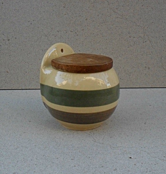Wall mounted salt container / salt cellar/ ceramic by