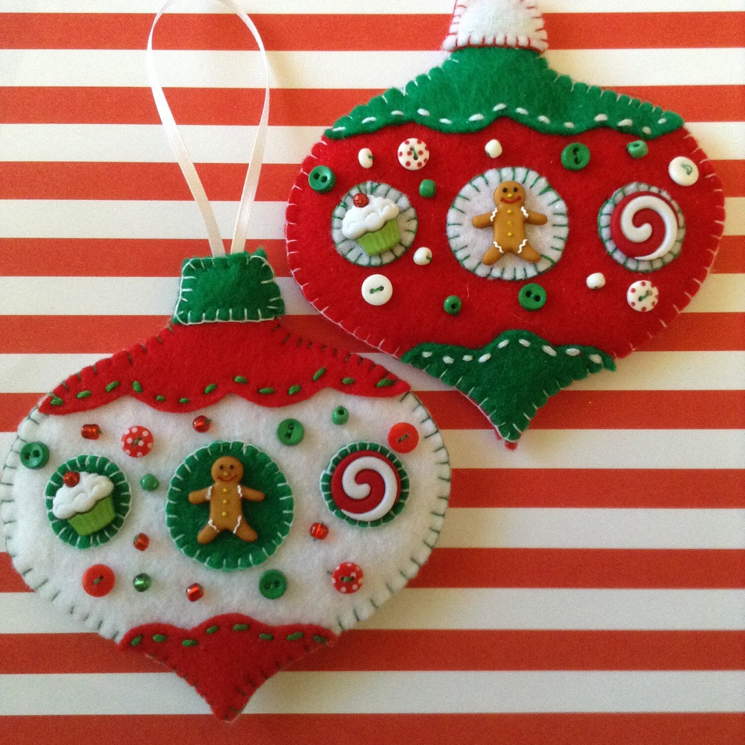 Gingerbread Felt Ornaments Christmas handmade by CraftsbyBeba