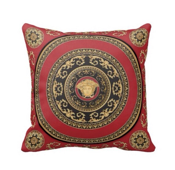 Pillow throw cushion CASE with VERSACE MEDUSA style by Aautruche