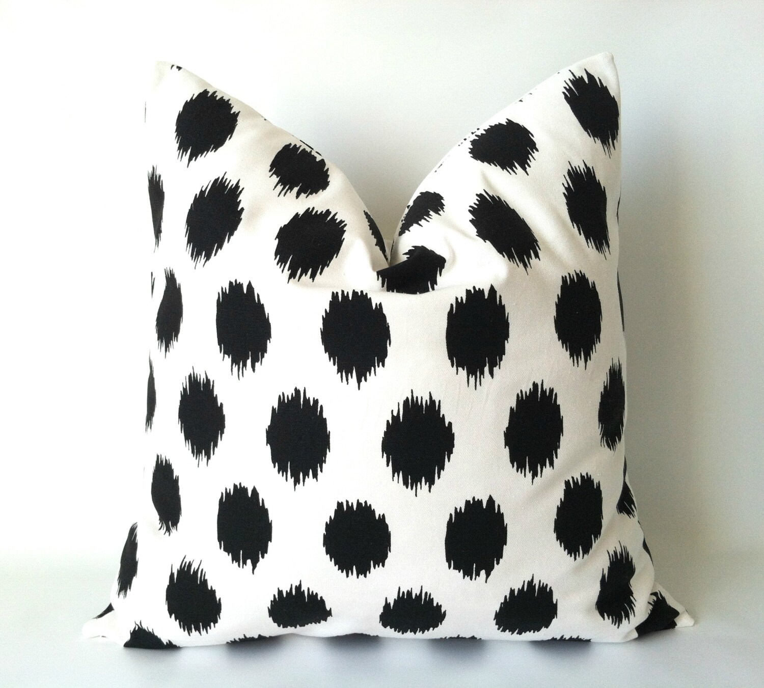 Black White Ikat Pillow Cover 18 x 18 One by TheSeafoamCottage