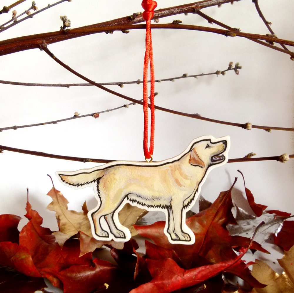 Golden Labrador - Handmade Wooden Dog Decoration, Christmas Ornament, Dog tree decoration, Watercolour, home decor, Pet portrait, dog art