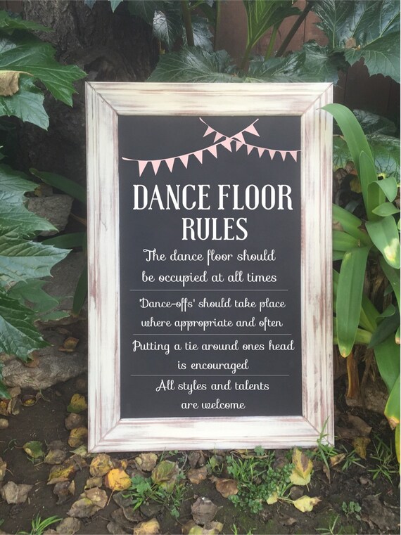 Dancefloor rules framed chalk art wedding by FromKellyWithLove