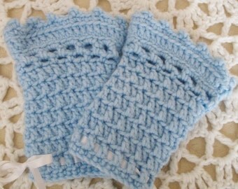 Alice in Wonderland Wristwarmers - Ribbon Detail - Crochet