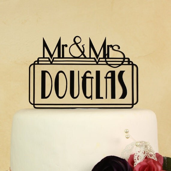 Wedding cake topper Mr. and Mrs. personalized with floating