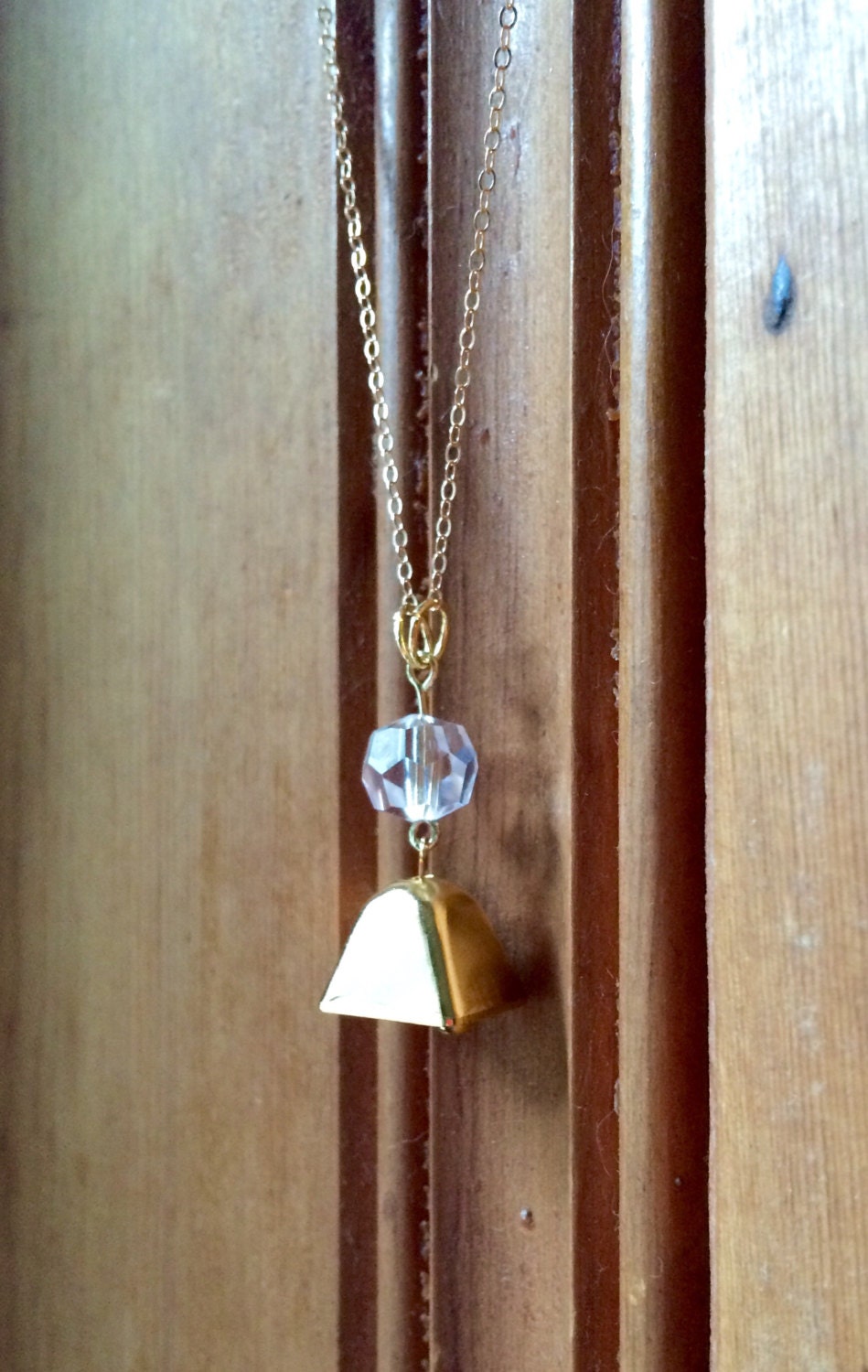 Mississippi State Cowbell Necklace Gold Statement Drop