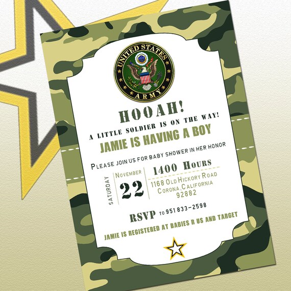 DIY Army Shower Invitations Military Baby by 1111PixelProductions