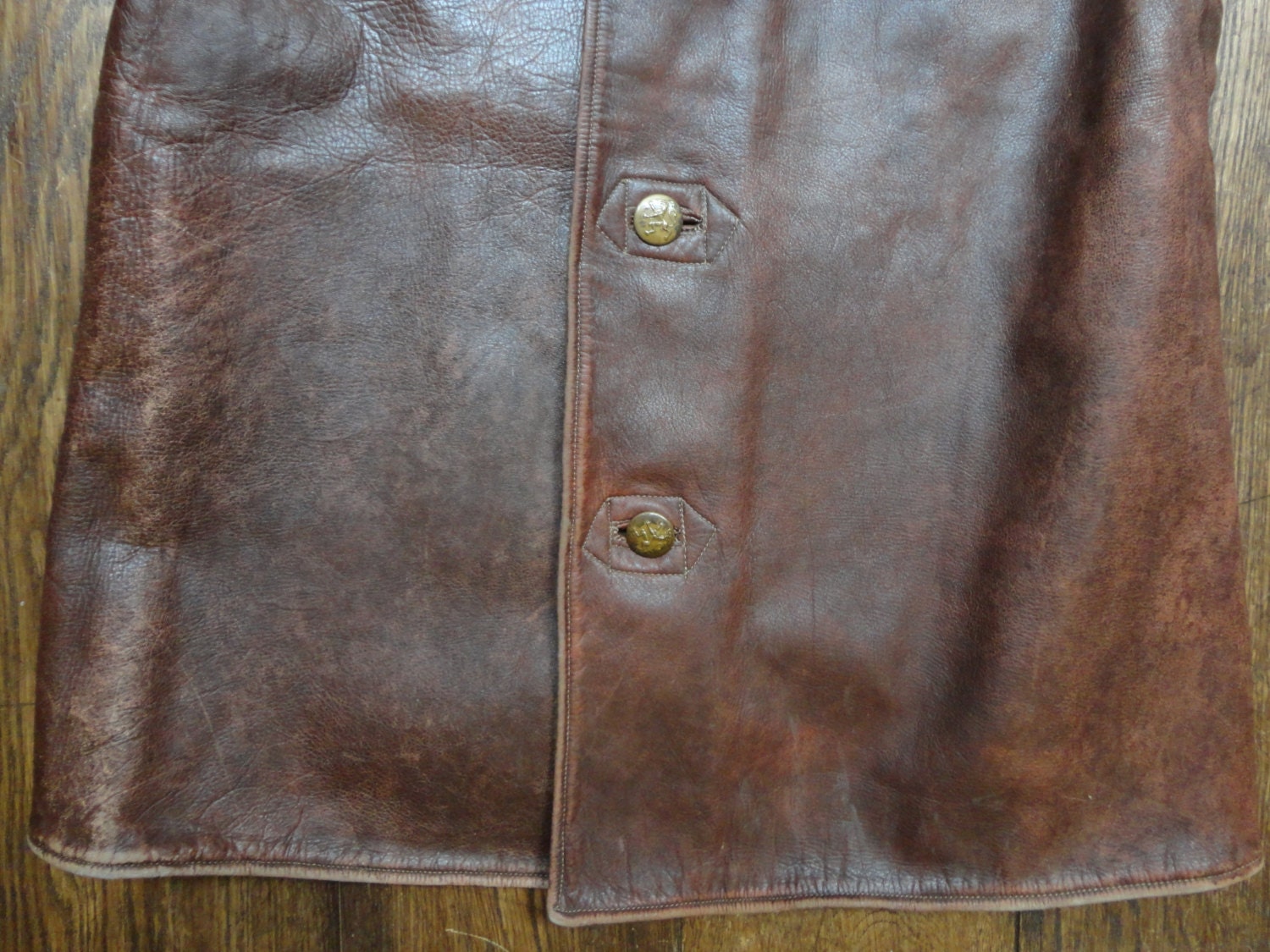 Vintage 1950s brown horsehide leather jerkin 44 chest