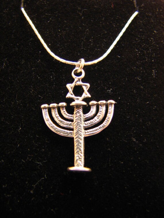 Sterling .925 Silver Necklace Menorah Jewish Symbol Israel