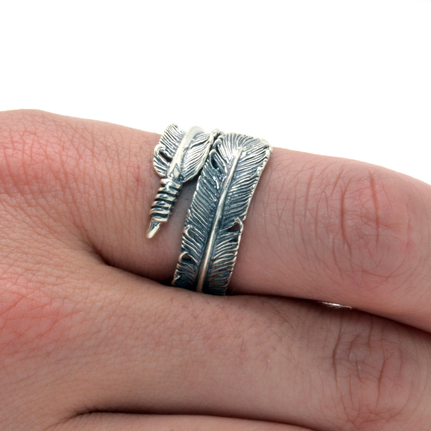 Silver Feather Ring 925 Sterling Bird Feather ring bague