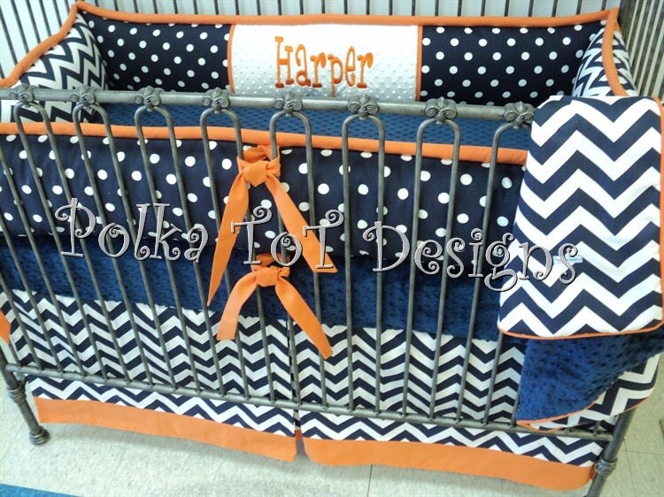 orange crib bedding