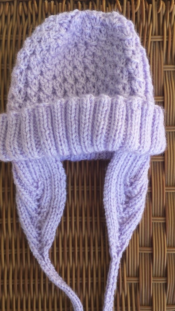 Hand Knit Cap with Ear Flaps Mock Cable by ArtistInThread ...