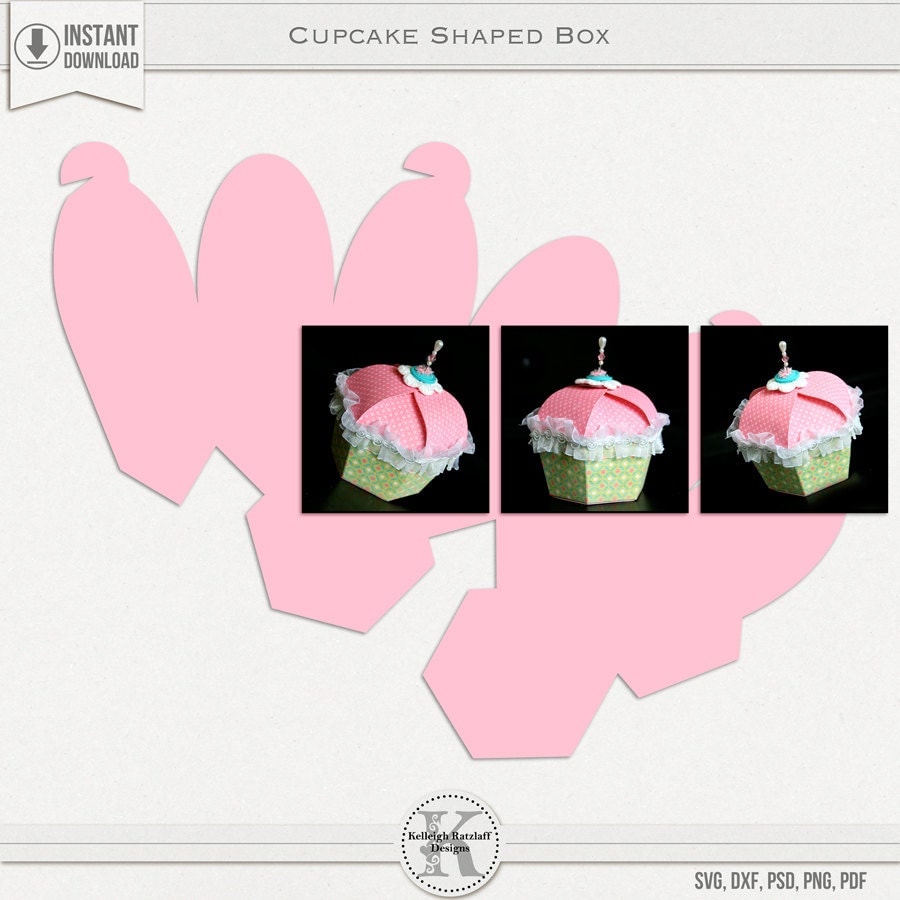 Download Cupcake Shaped Box SVG PSD PDF