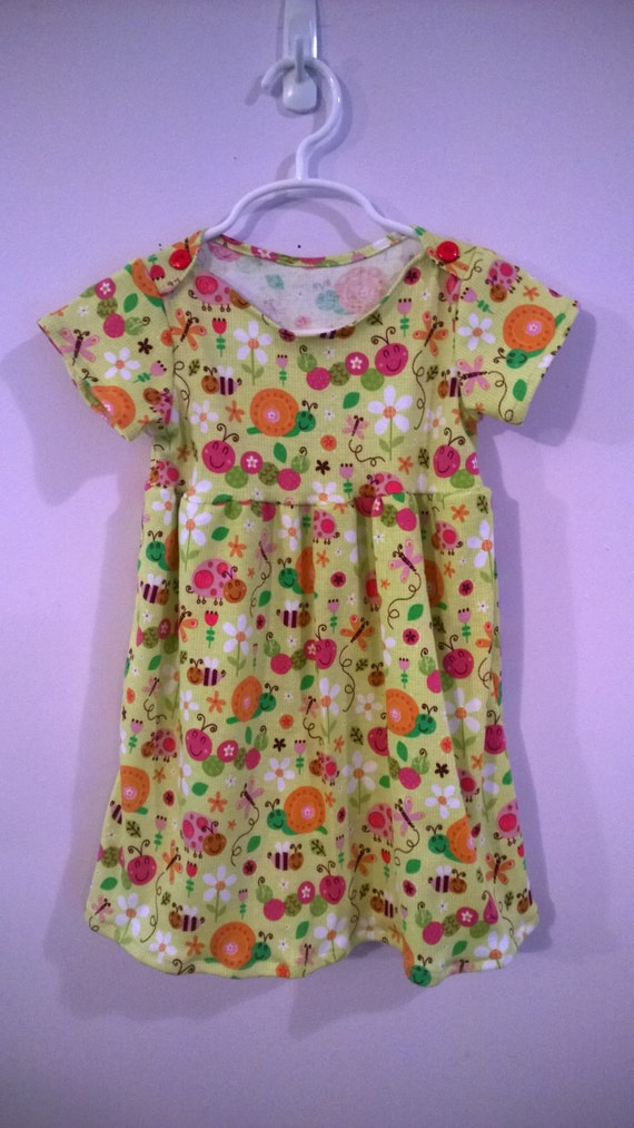 Happy Spring Time Dress, Green Cotton Dress ((18 Months))