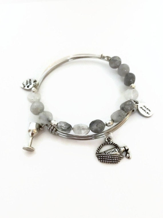 Wine Expandable Bracelet Wine Lover Expandable by JulemiJewelry