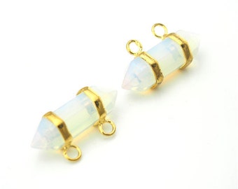 PA142661 Bulk Lot of 10 Opal Crystal Point Pendant Gold Or Silver Plated Bail,Healing Crystal POINT,Double Terminated Pencil Point Pendant