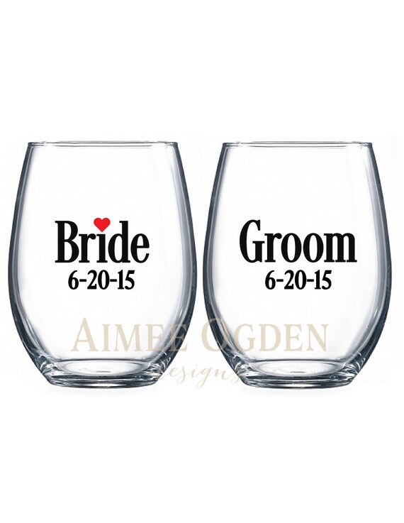 DIY Wine Glass Bride and Groom Wedding Decal Sticker with