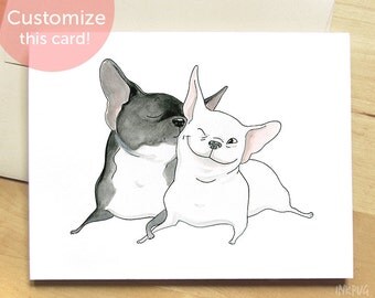 Frenchie Kiss French Bulldog Card - Cute Card with Dogs, Unique I Love You Card, Anniversary Card, Cute Dog Card, French Bulldogs in Love