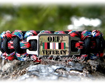 OEF Operation Enduring Freedom Veteran Survival Paracord Bracelet, Unisex Adult Bracelet, United States Military, Gift