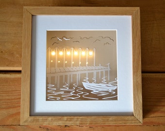By the Lake illuminated papercut - Original, Handmade, Craft Paper Art