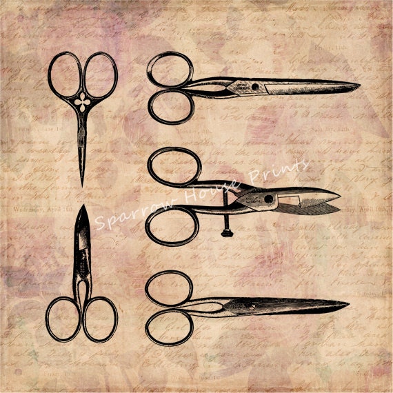 Vintage Hair Cutting Scissors and Shears Print Salon Hairdresser Barber