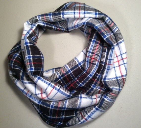 Handmade Infinity Scarf Plaid Flannel Child Children