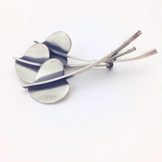 Mid Century Silver Pin Vintage Jewel Art Sterling Silver