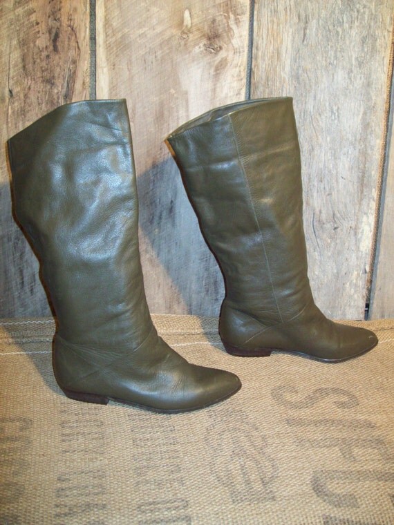 olive green flat boots