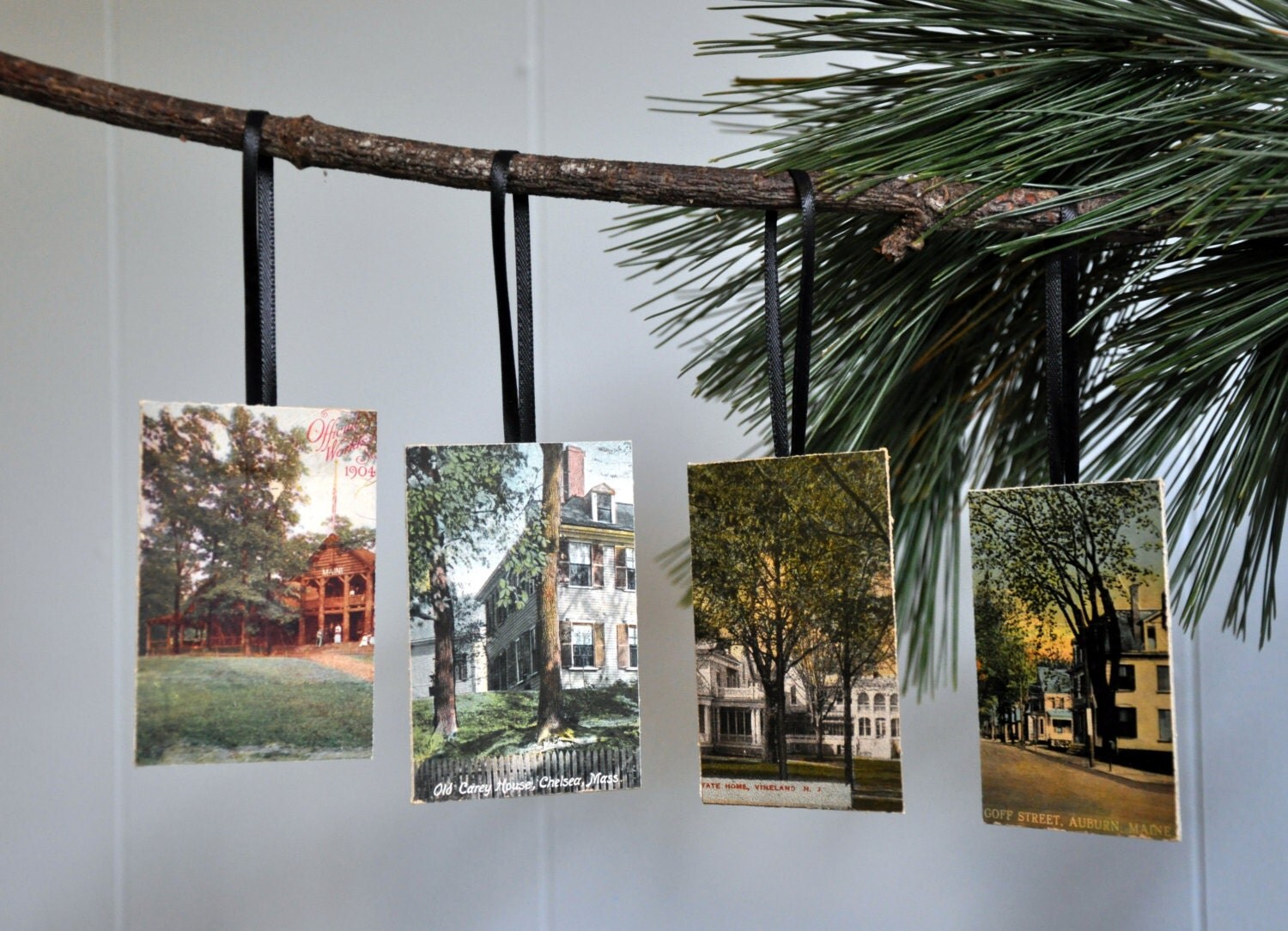 Handmade paper ornaments upcycled Christmas by Postcardigans