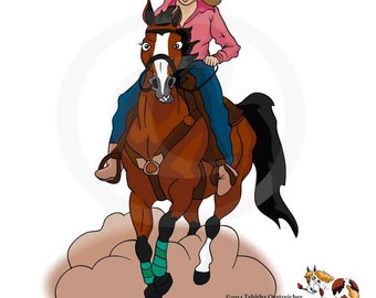 Paint Horse Design Barrel Racing Cartoon