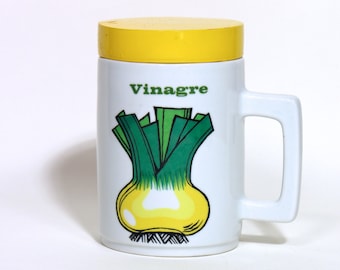 Vinegar Jar - Herrandiz Porcelain Vinegar Jar - Spanish Cruet Stand - Crudités - Made in Spain 1970 - Seventies Kitchenware Home Decor