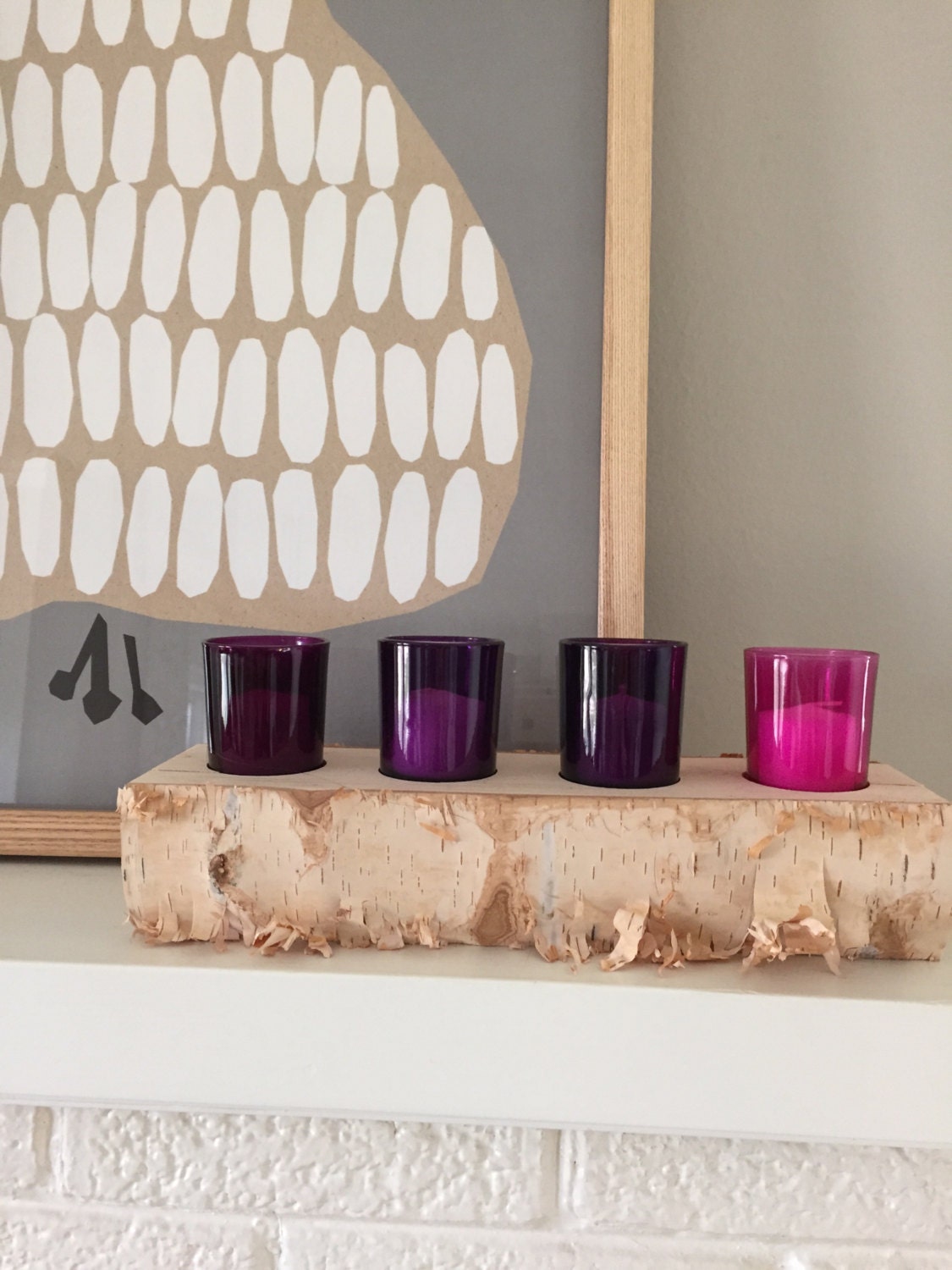 Birch Log Advent Wreath and Candle Holder with Flat Top