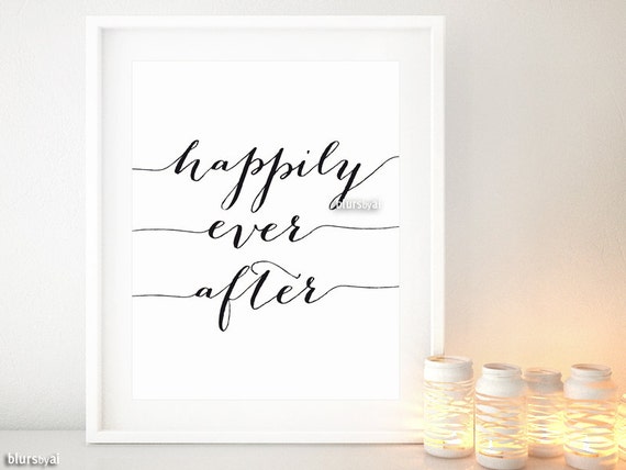 8x10 pictures printable Happily & ever white calligraphy black print after printable