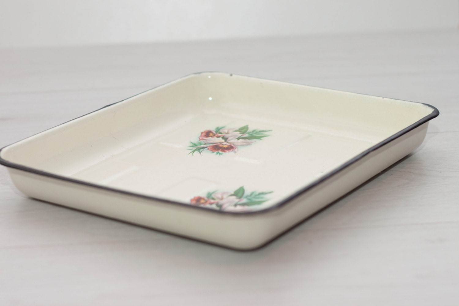 Vintage Soviet Cake Plate, Orange flower Cake Tray, Russian serving