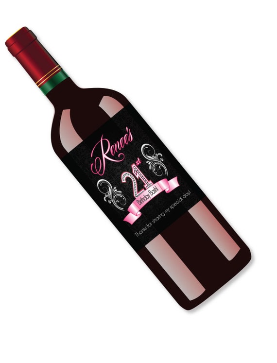 custom 21st birthday wine labels happy 21st 4 high gloss